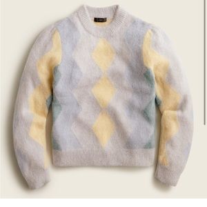 J.Crew Diamond-checked cropped crewneck sweater medium